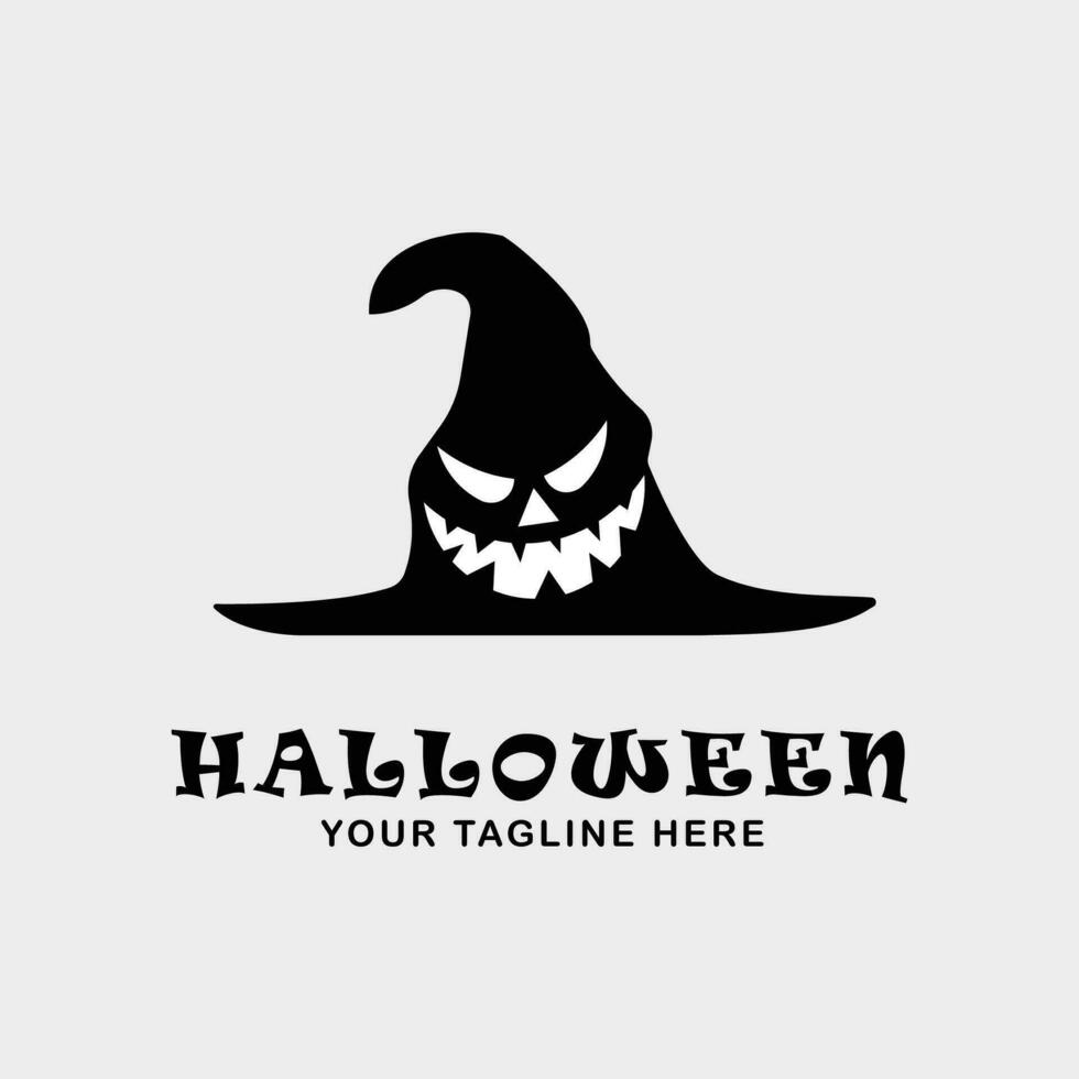 halloween logo line art design vector