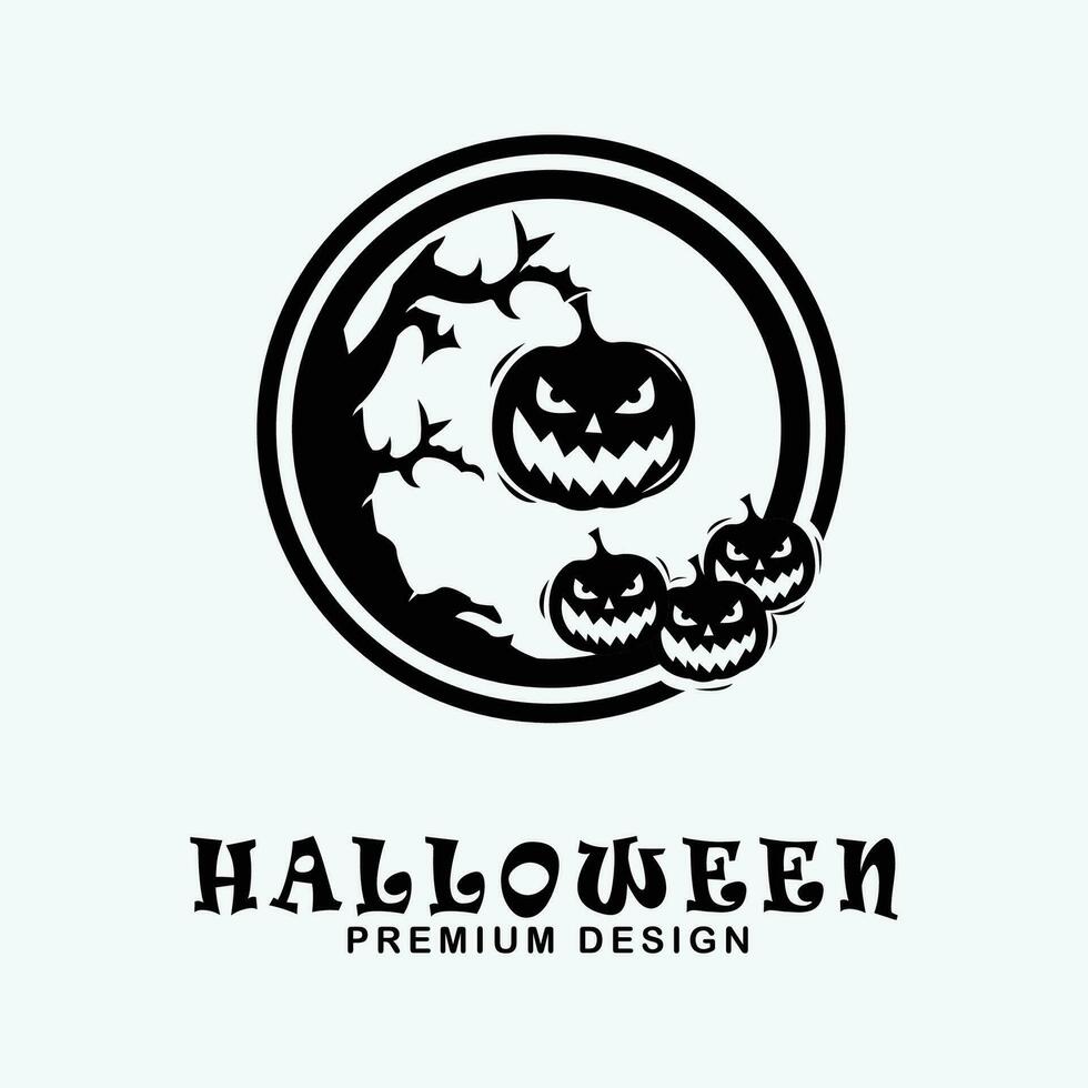 halloween logo line art design vector