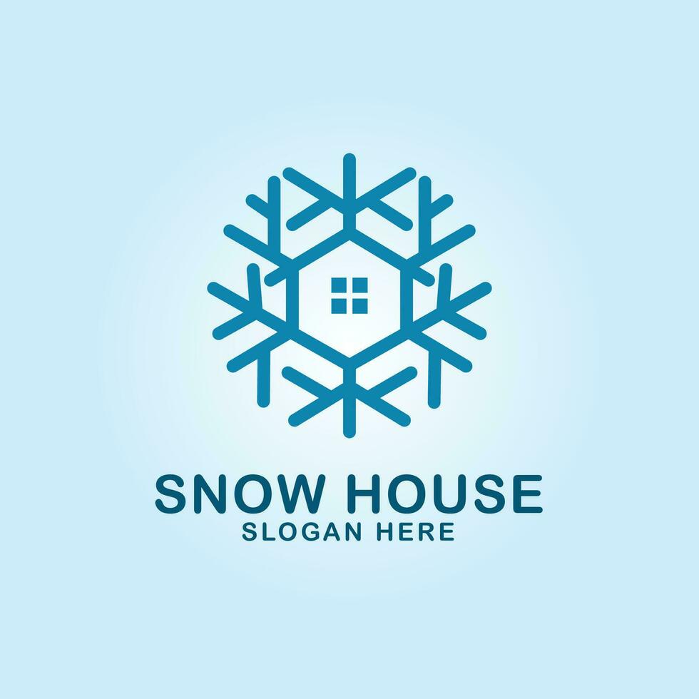 snow house logo line art design vector