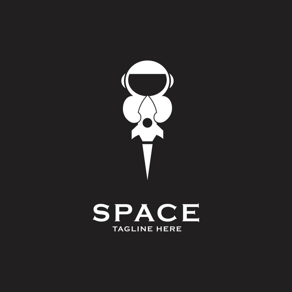 astronaut rocket logo line art design vector