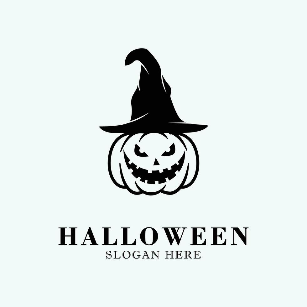 halloween logo line art design vector