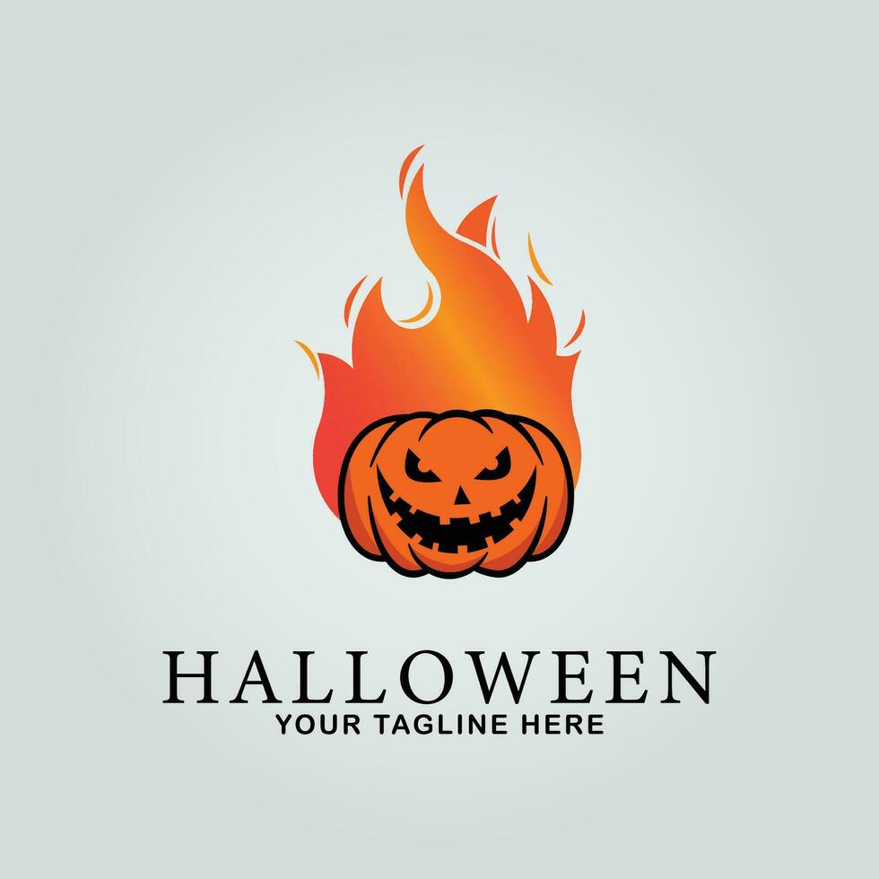 halloween logo line art design vector