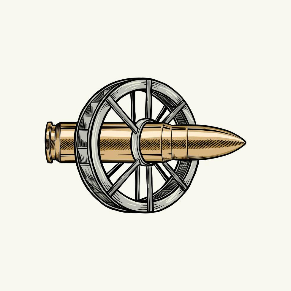 bullet and water wheel vector illustration on white background
