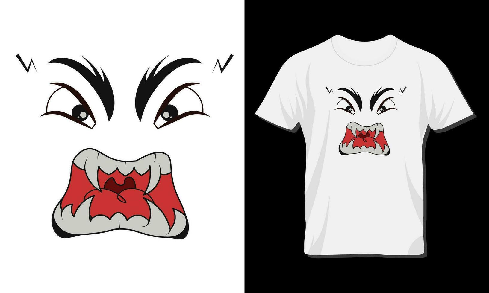 Angry face expression for t shirt design. vector