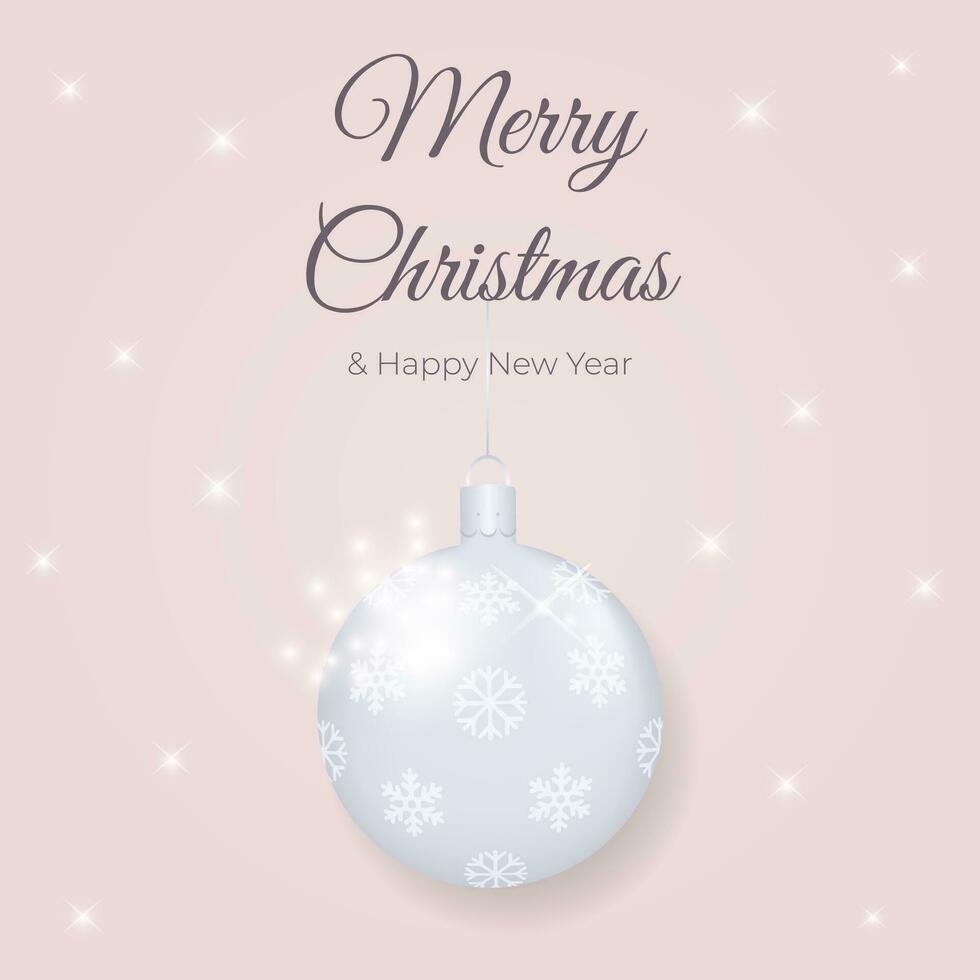 Christmas, New Year greeting card, invitation with christmas toy. Vector illustration.