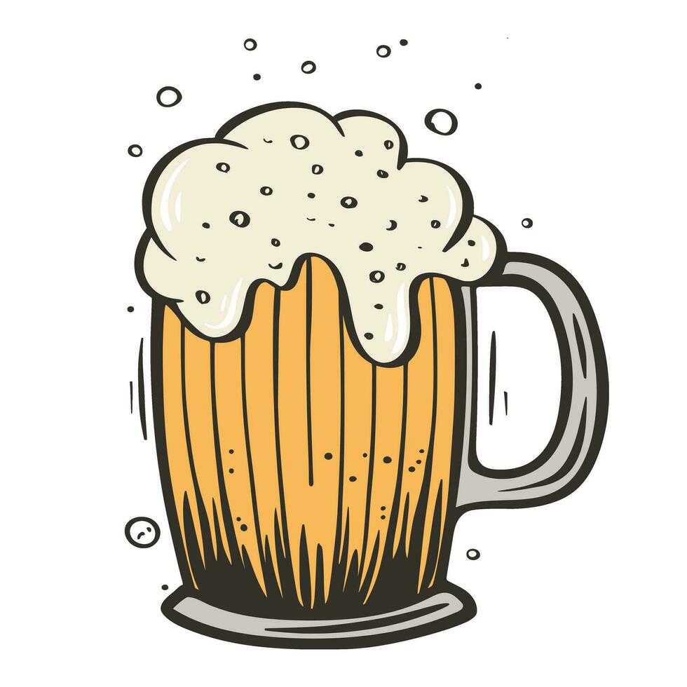 Mug of beer isolated retro illustration vector