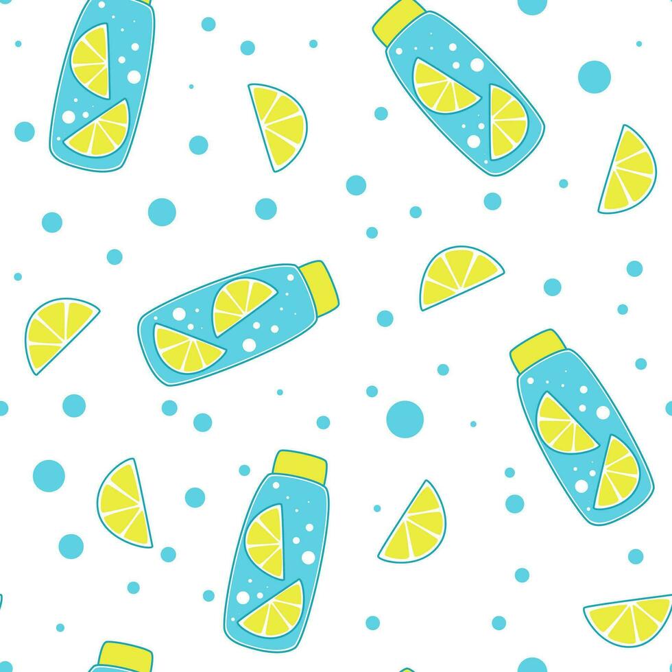 Refreshing lemon water seamless pattern vector