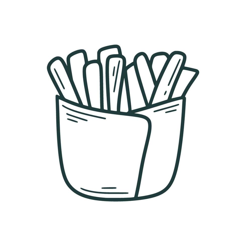French fries hand drawn isolated illustration vector