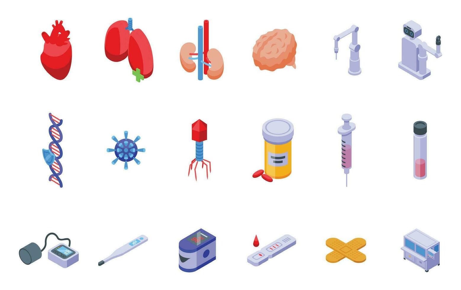 Precision medicine icons set isometric vector. Medicine science vector