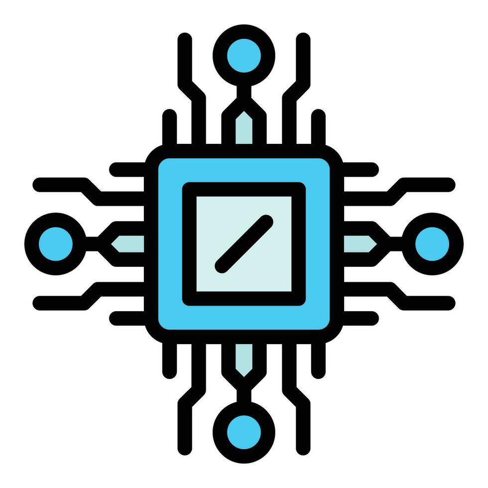 Laptop microchip icon vector flat