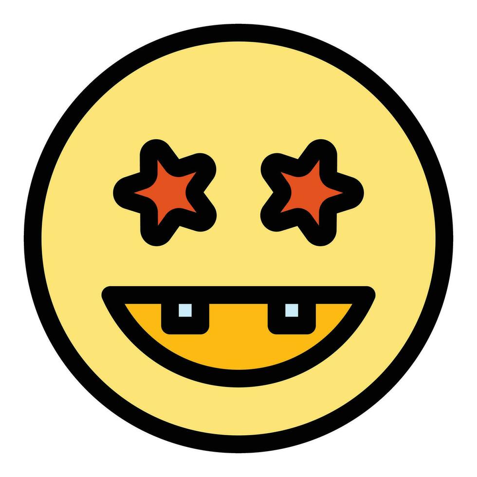 Excited face icon vector flat