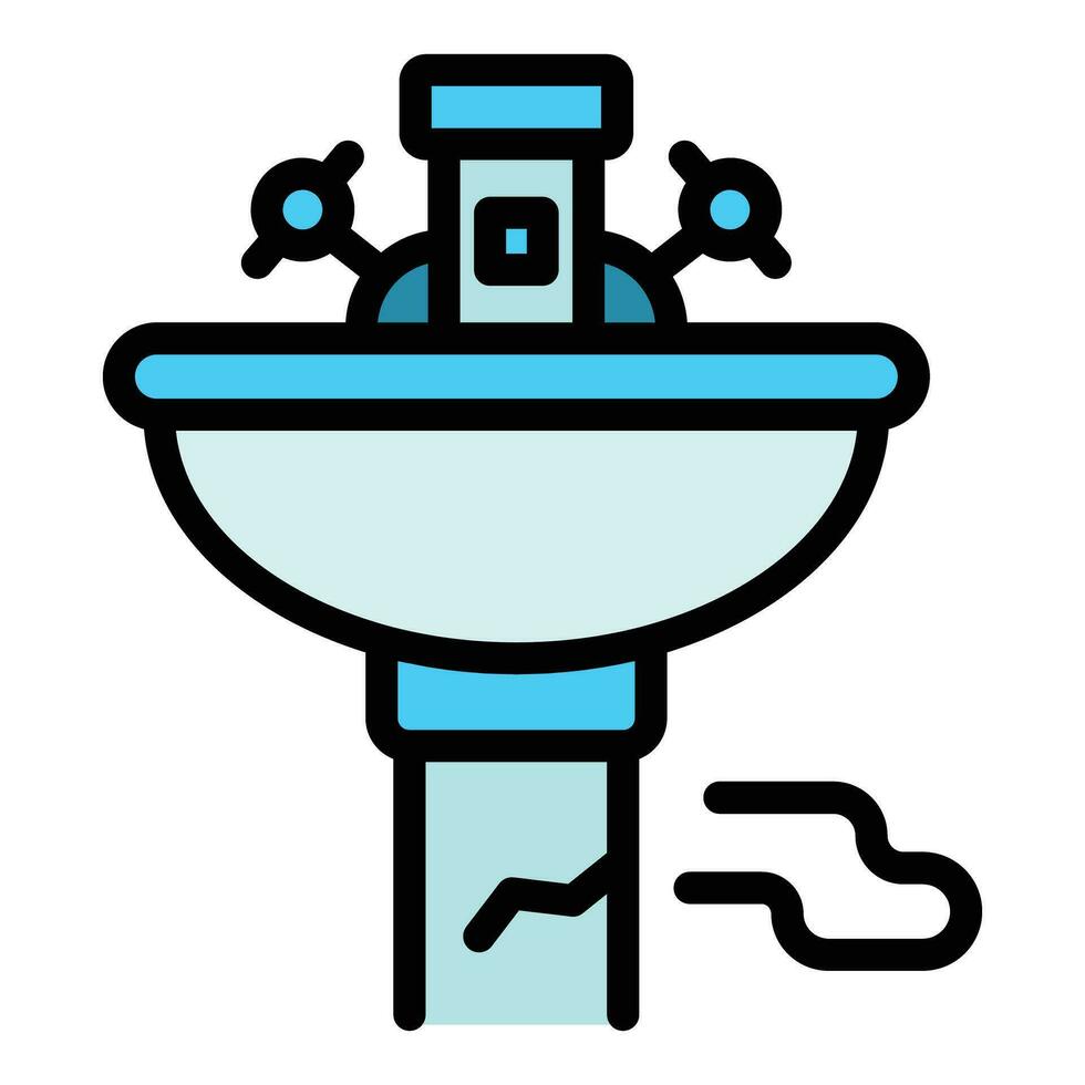 Broken sink icon vector flat