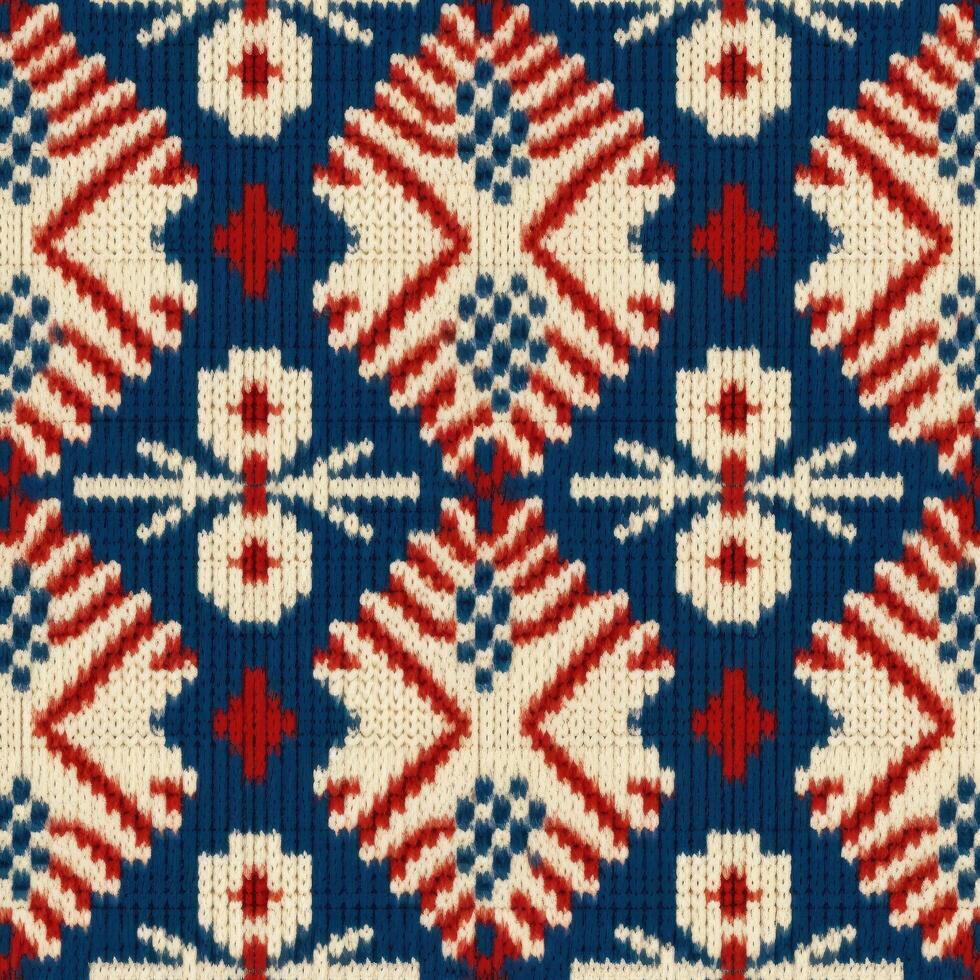 Fabric knitted seamless pattern with geometric shape spots. bright colors background for knitwear design or print, modern strips mat, illustration photo