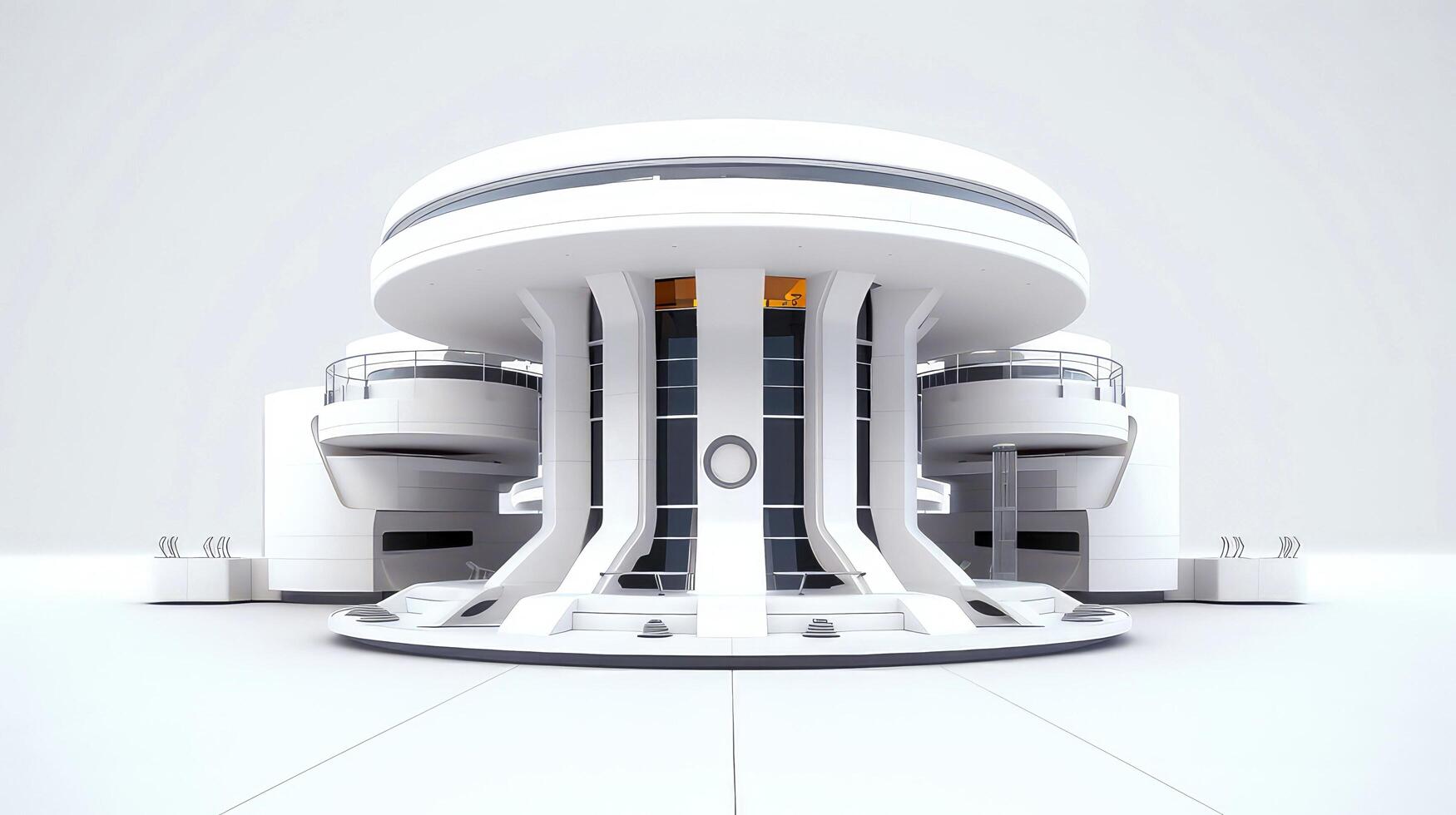 3D futuristic sci-fi white city architecture with organic skyscrapers, for science fiction or fantasy backgrounds, Abstract building, illustration photo