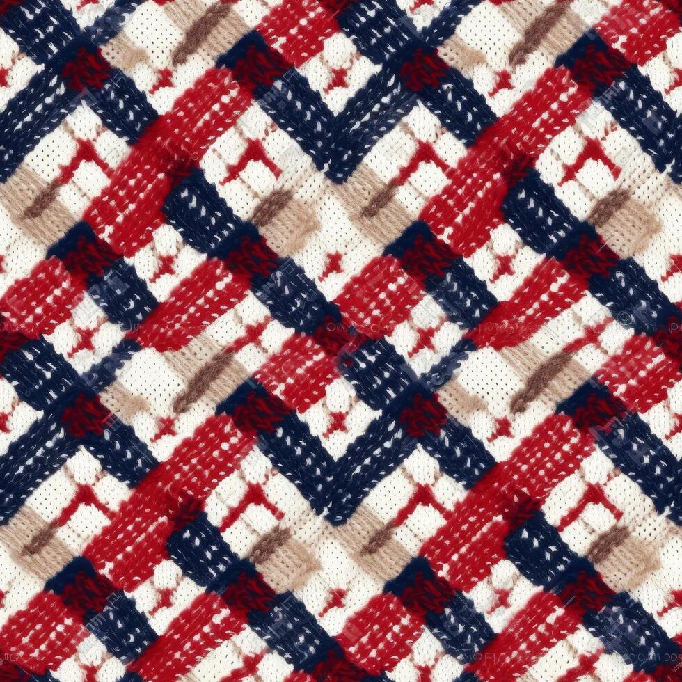 Fabric knitted seamless pattern with geometric shape spots. bright colors background for knitwear design or print, modern strips mat, illustration photo