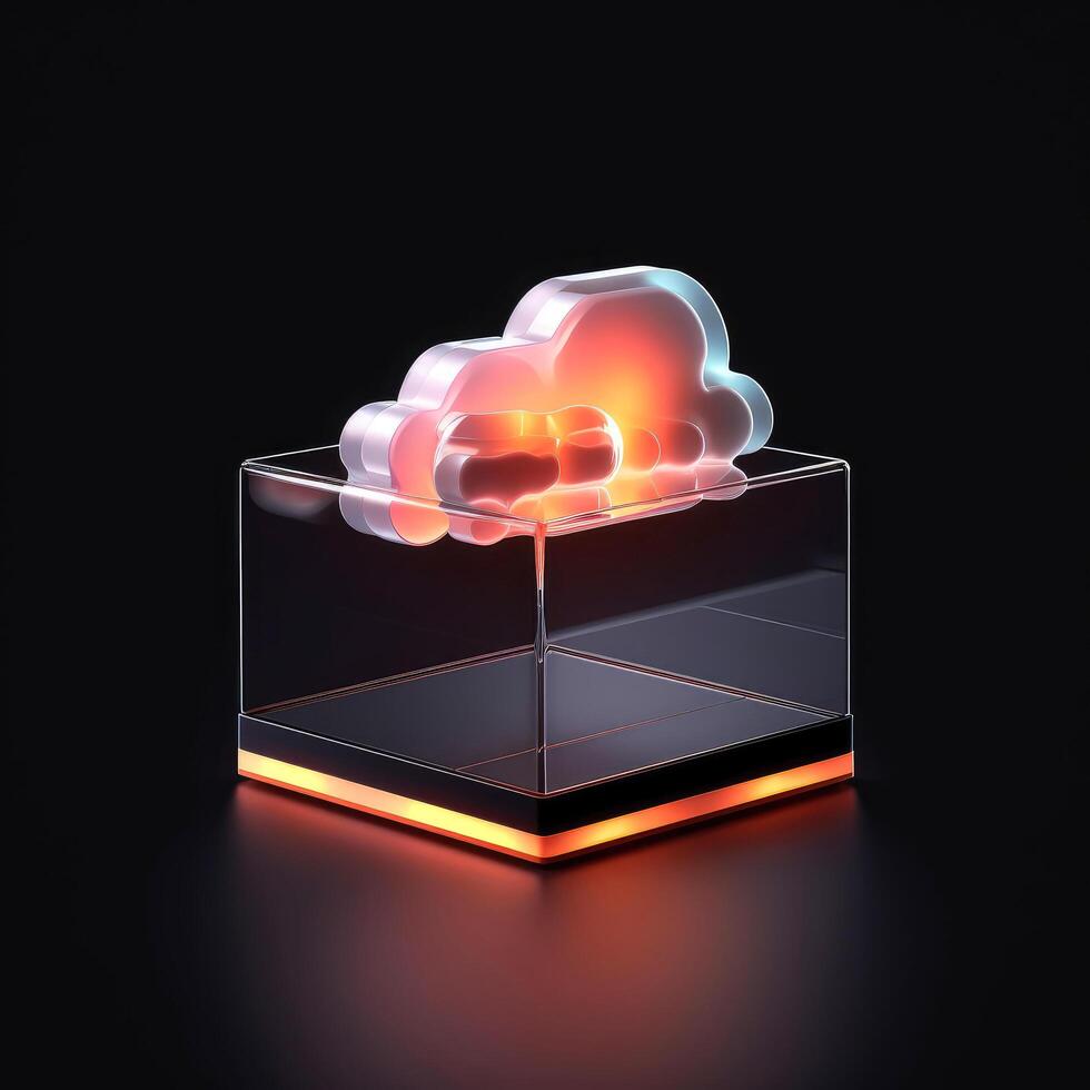 Cloud storage for downloading. digital service or application with data transmission. Network computing technologies. Futuristic Server. Digital space. Data storage, illustration photo