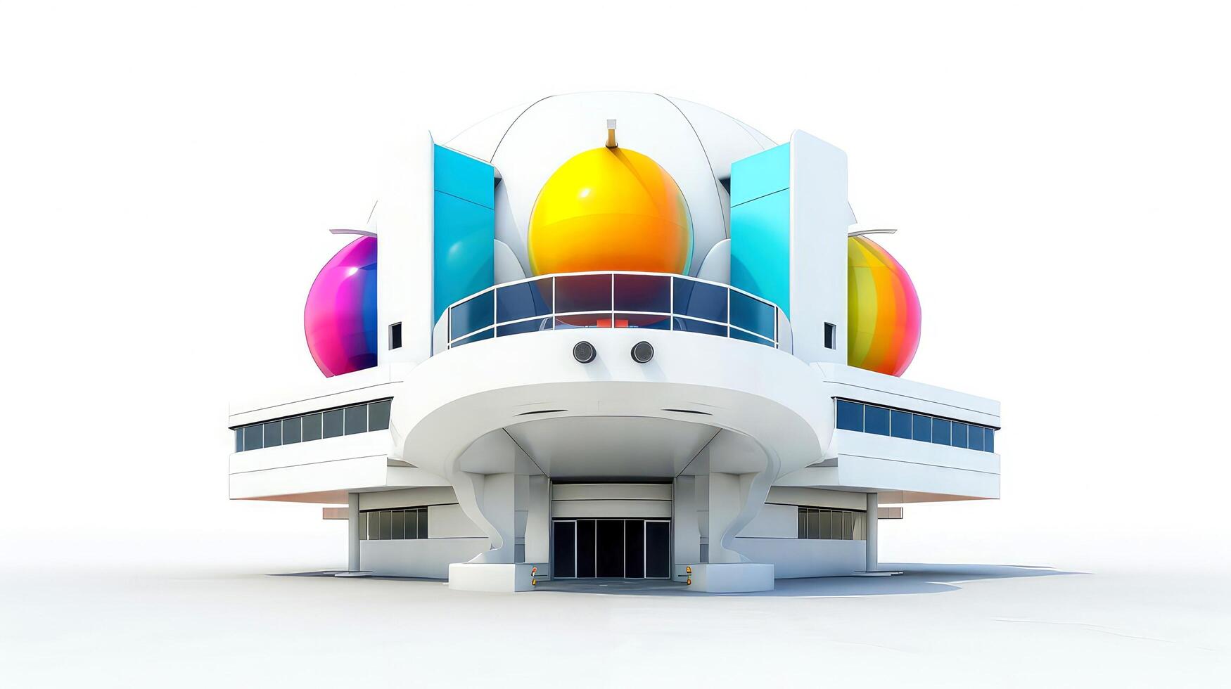 3D futuristic sci-fi white colorful city architecture with organic skyscrapers, for science fiction or fantasy backgrounds, Abstract building, illustration photo