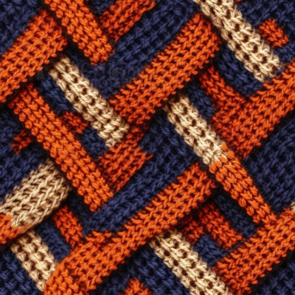Fabric knitted seamless pattern with geometric shape spots. bright colors background for knitwear design or print, modern strips mat, illustration photo