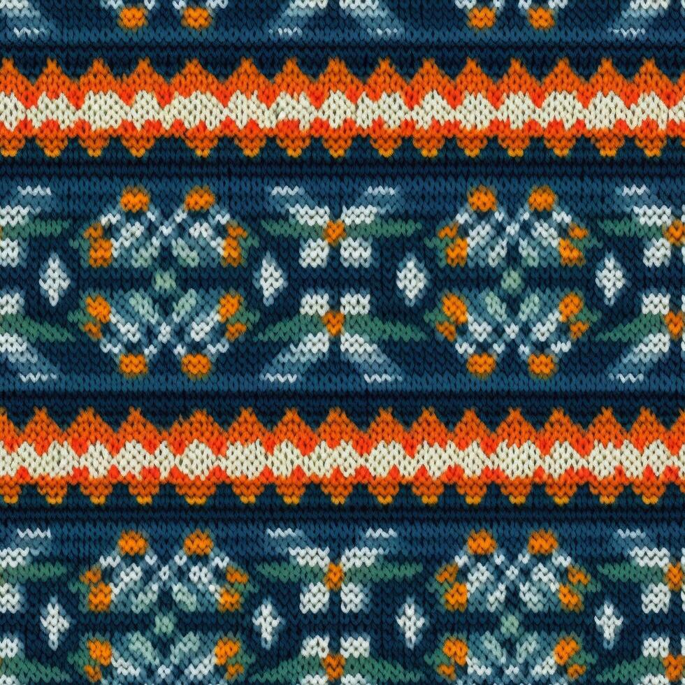 Fabric knitted seamless pattern with geometric shape spots. bright colors background for knitwear design or print, modern strips mat, Generative AI illustration photo