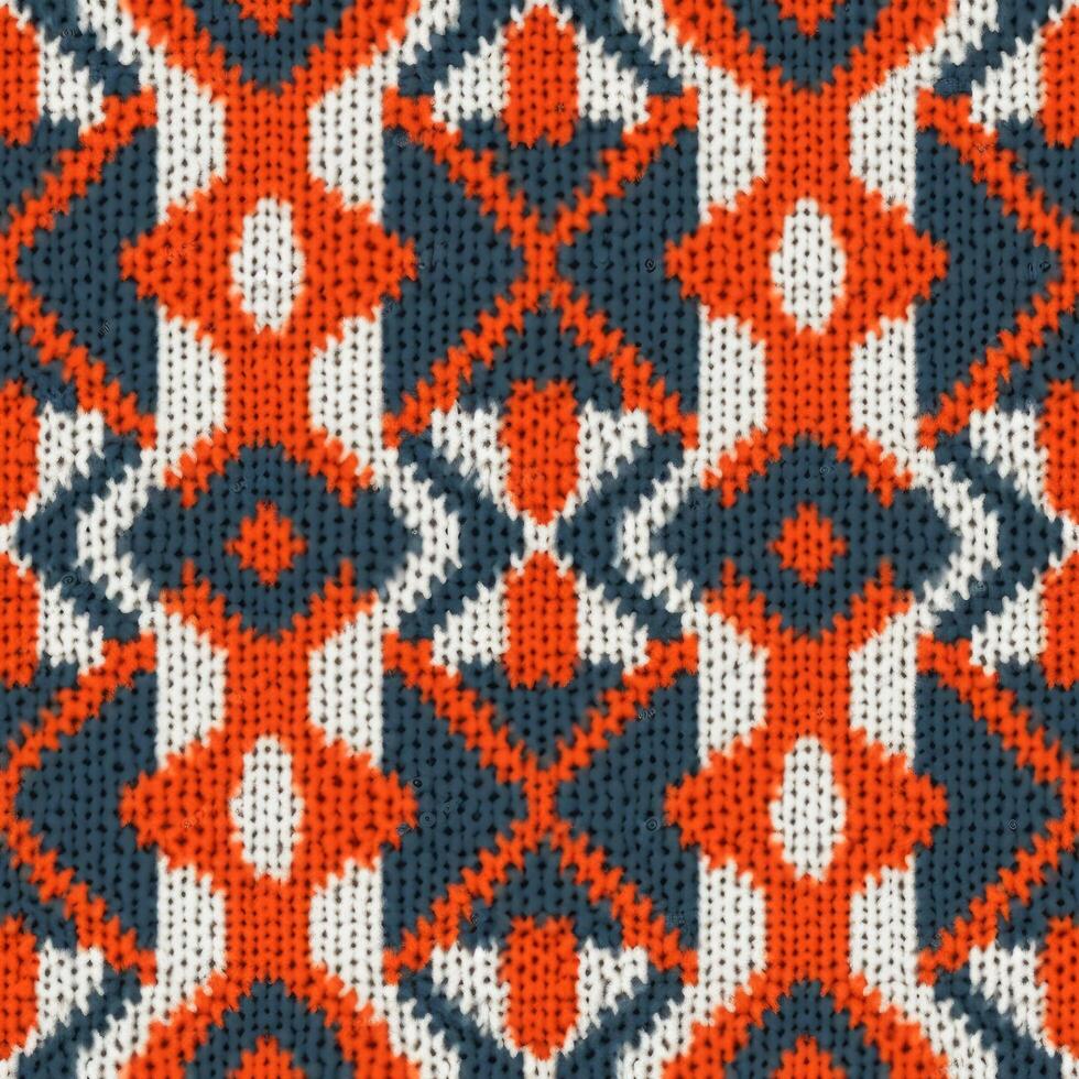 Fabric knitted seamless pattern with geometric shape spots. bright colors background for knitwear design or print, modern strips mat, illustration photo