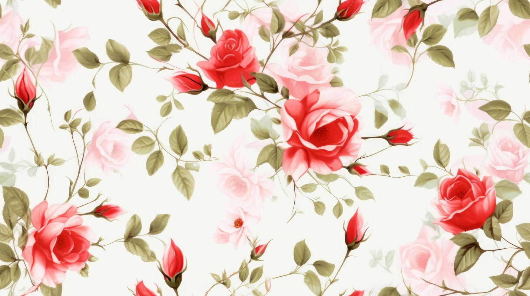 Seamless pattern with spring flowers and leaves. modern pastel summer, winter rose background. wallpapers, postcards, greeting cards, wedding invites, romantic events, illustration photo