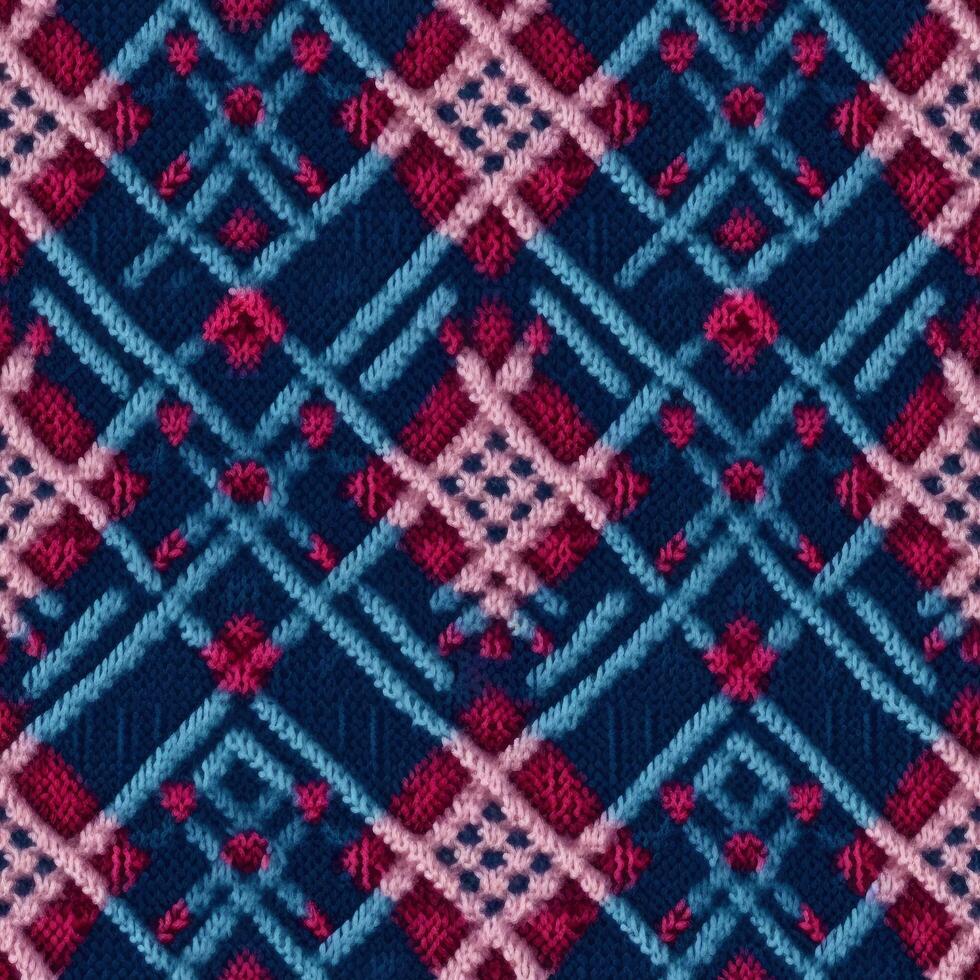 Fabric knitted seamless pattern with geometric shape spots. bright colors background for knitwear design or print, modern strips mat, illustration photo
