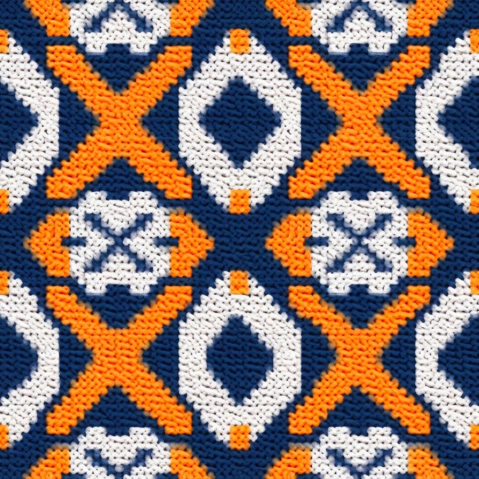 Fabric knitted seamless pattern with geometric shape spots. bright colors background for knitwear design or print, modern strips mat, illustration photo