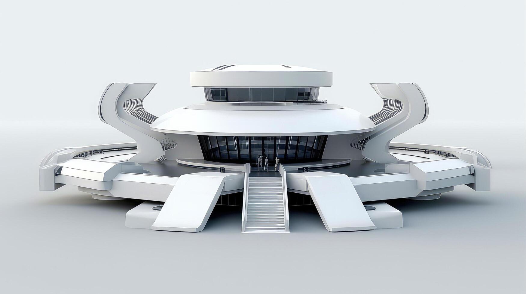3D futuristic sci-fi white city architecture with organic skyscrapers, for science fiction or fantasy backgrounds, Abstract building, illustration photo