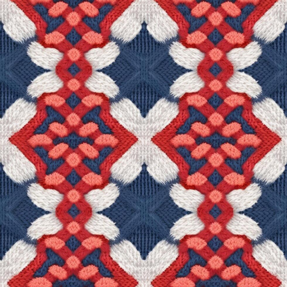Fabric knitted seamless pattern with geometric shape spots. bright colors background for knitwear design or print, modern strips mat, illustration photo