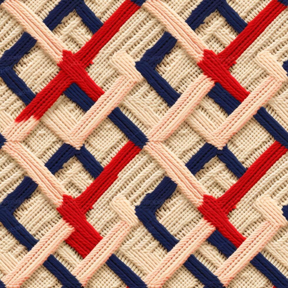 Fabric knitted seamless pattern with geometric shape spots. bright colors background for knitwear design or print, modern strips mat, illustration photo