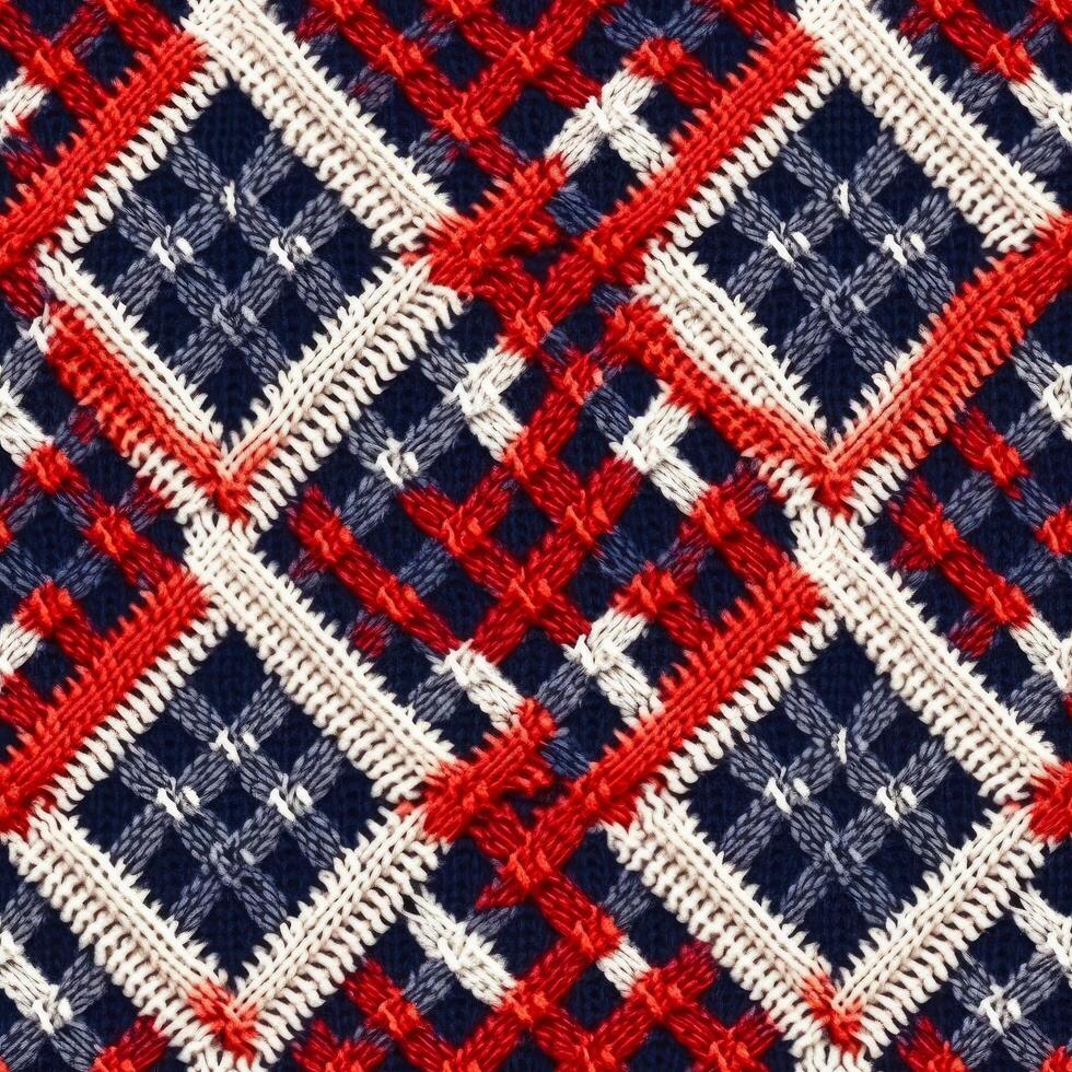 Fabric knitted seamless pattern with geometric shape spots. bright colors background for knitwear design or print, modern strips mat, illustration photo