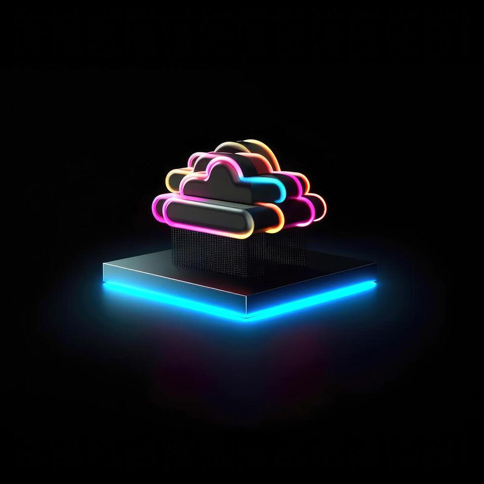 Cloud storage for downloading. digital service or application with data transmission. Network computing technologies. Futuristic Server. Digital space. Data storage, illustration photo