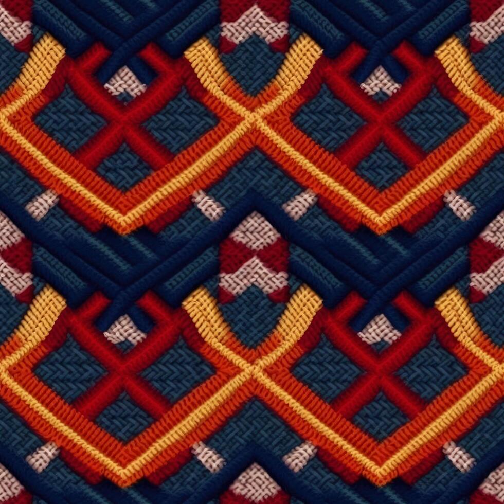 Fabric knitted seamless pattern with geometric shape spots. bright colors background for knitwear design or print, modern strips mat, illustration photo