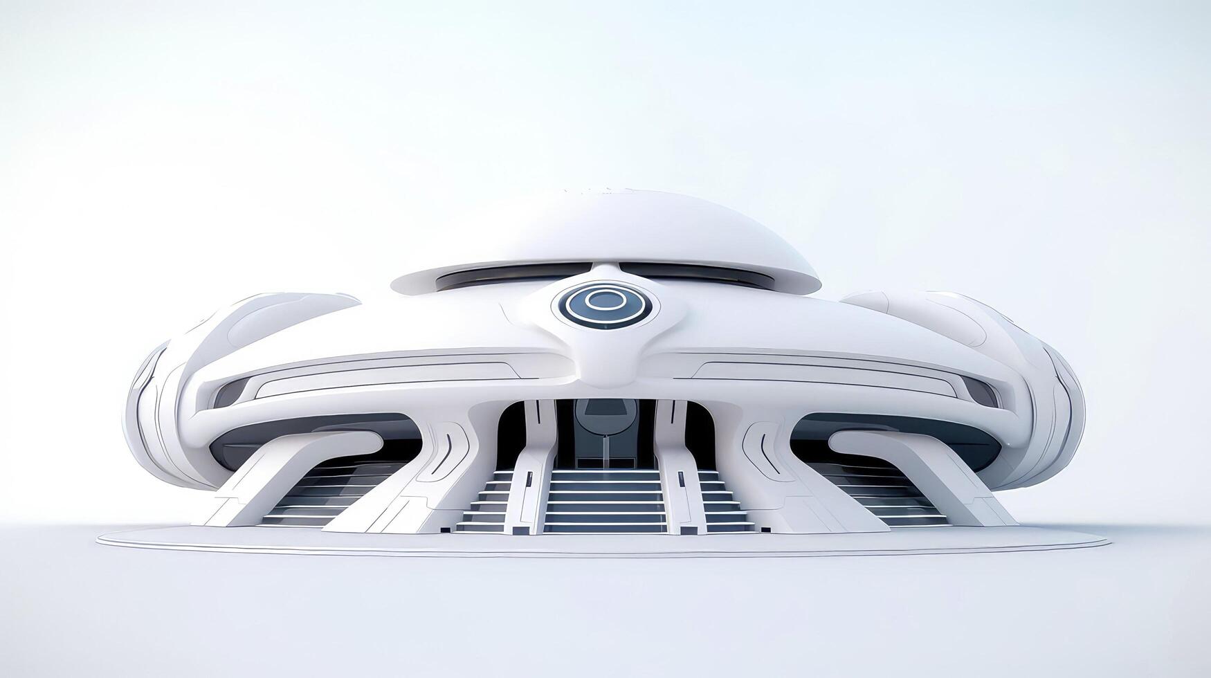 3D futuristic sci-fi white city architecture with organic skyscrapers, for science fiction or fantasy backgrounds, Abstract building, illustration photo