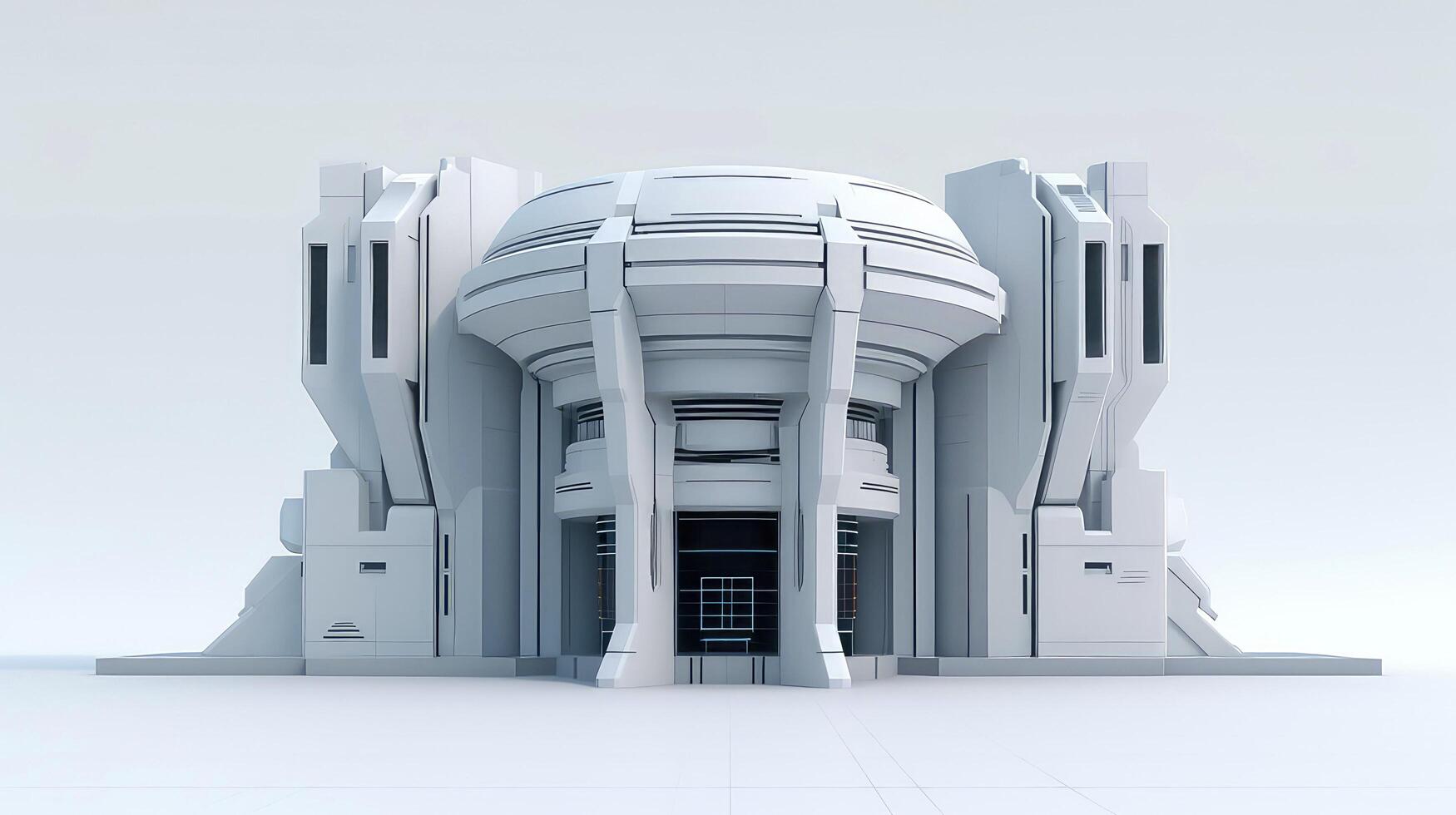 3D futuristic sci-fi white city architecture with organic skyscrapers, for science fiction or fantasy backgrounds, Abstract building, illustration photo