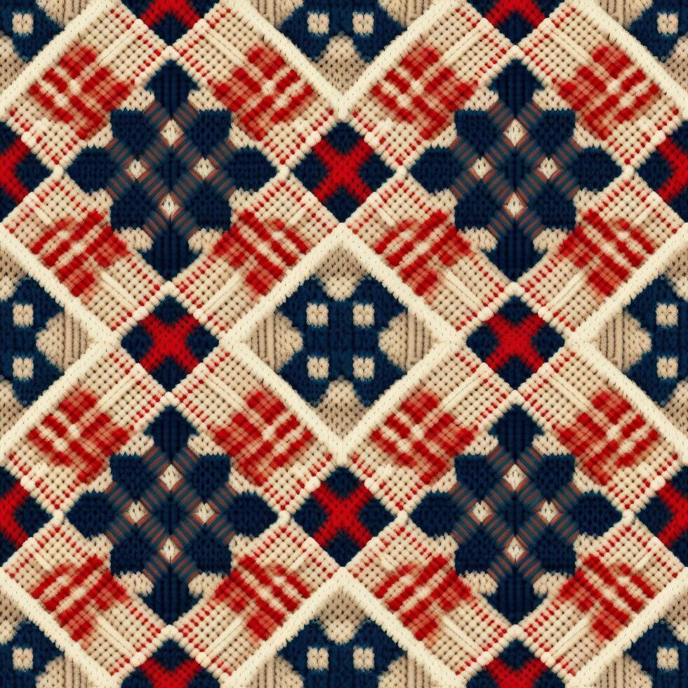Fabric knitted seamless pattern with geometric shape spots. bright colors background for knitwear design or print, modern strips mat, illustration photo
