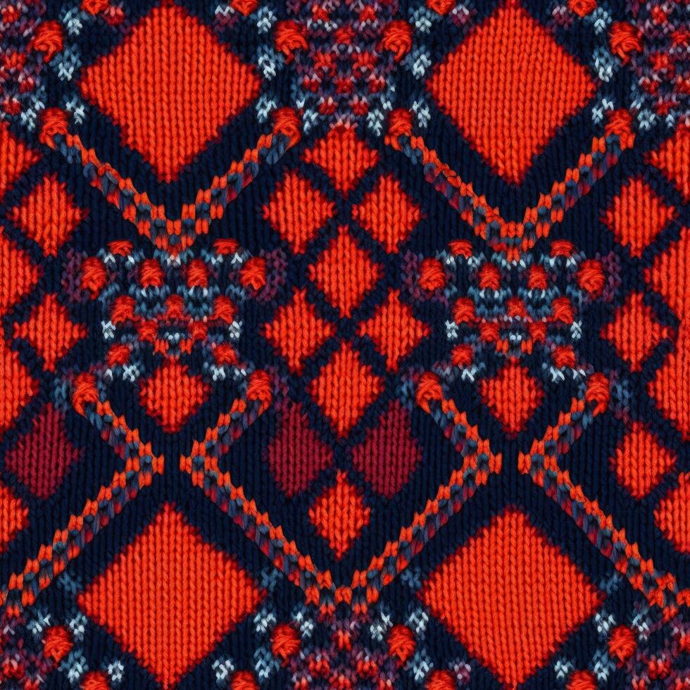 Fabric knitted seamless pattern with geometric shape spots. bright colors background for knitwear design or print, modern strips mat, illustration photo