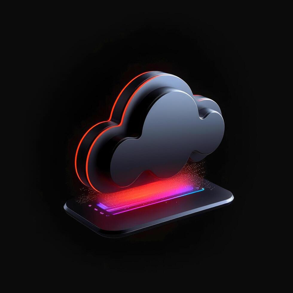 Cloud storage for downloading. digital service or application with data transmission. Network computing technologies. Futuristic Server. Digital space. Data storage, illustration photo