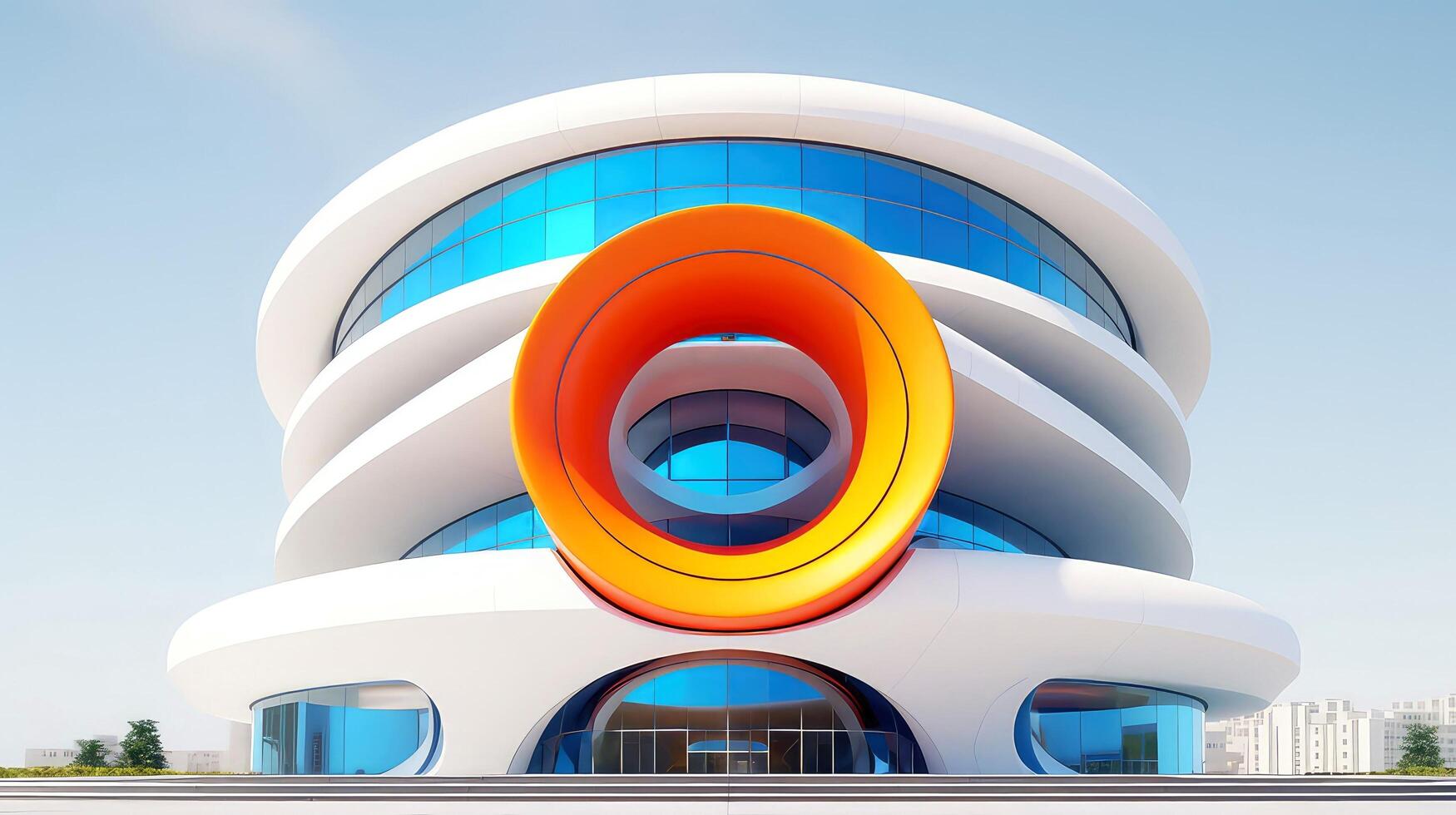 3D futuristic sci-fi white colorful city architecture with organic skyscrapers, for science fiction or fantasy backgrounds, Abstract building, illustration photo