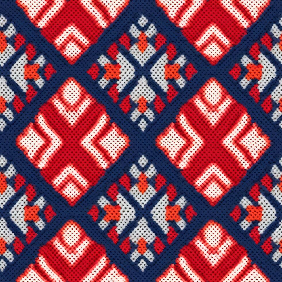 Fabric knitted seamless pattern with geometric shape spots. bright colors background for knitwear design or print, modern strips mat, illustration photo