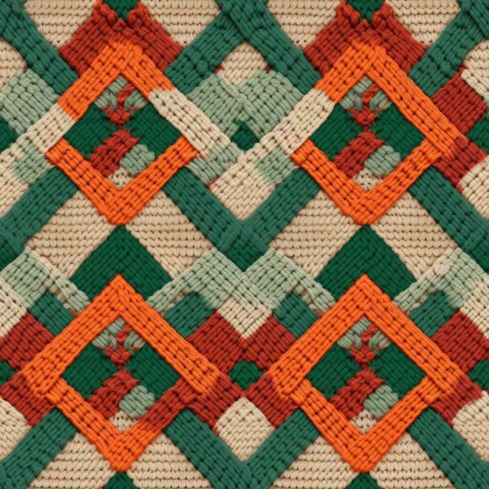 Fabric knitted seamless pattern with geometric shape spots. bright colors background for knitwear design or print, modern strips mat, illustration photo
