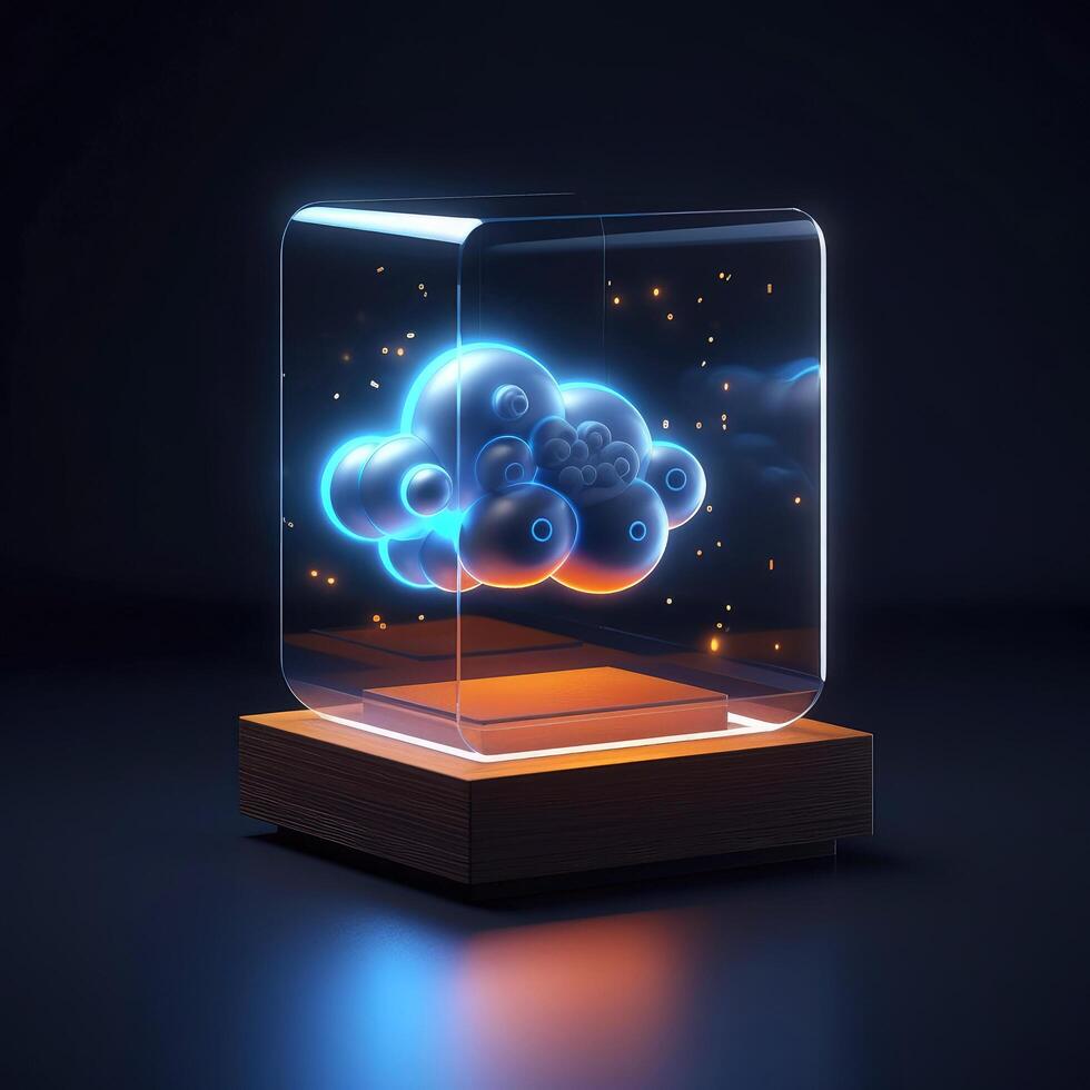 Cloud storage for downloading. digital service or application with data transmission. Network computing technologies. Futuristic Server. Digital space. Data storage, illustration photo