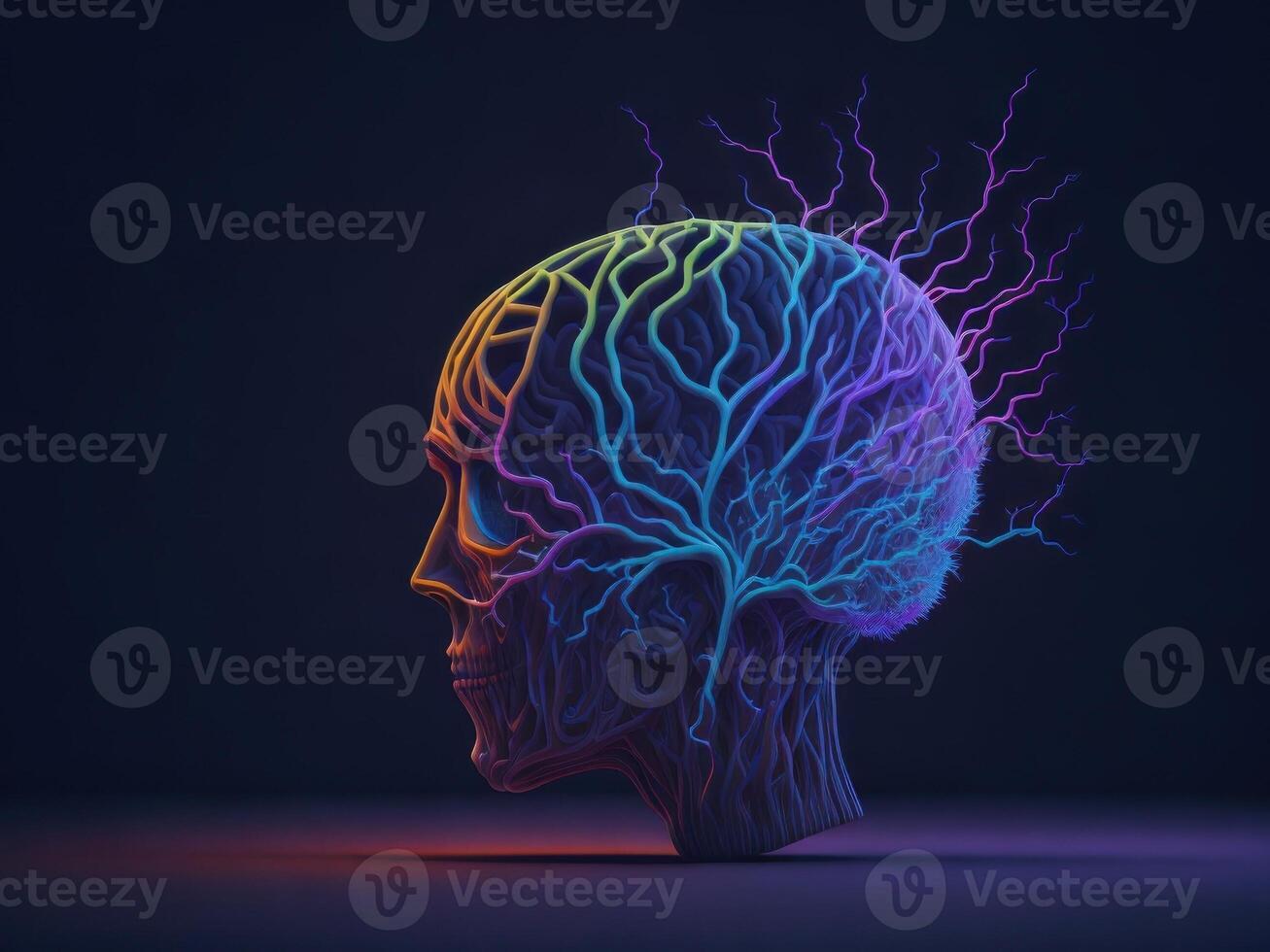 Brain neural network molecule atom. photo