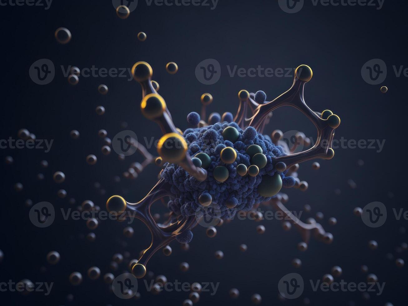 Structure of molecule atomic neuron cell. photo