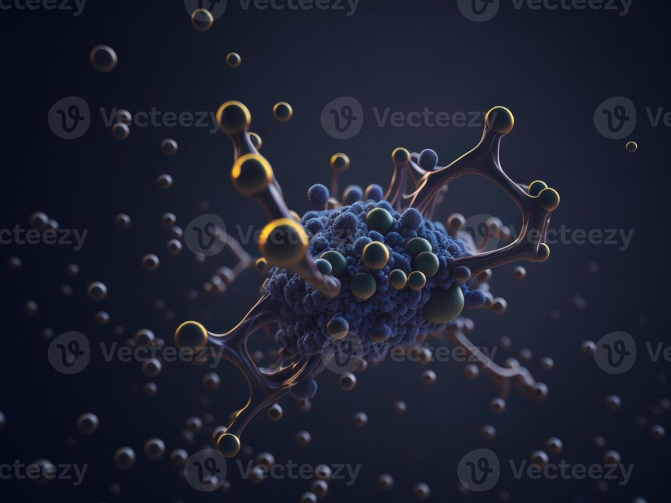 Structure of molecule atomic neuron cell. photo