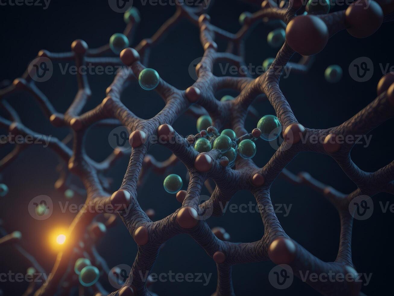 Structure of molecule atomic neuron cell. photo