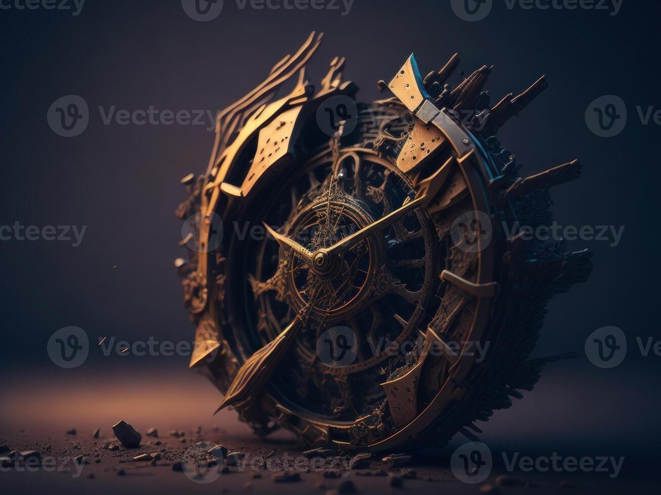 Abstract old broken clock. photo