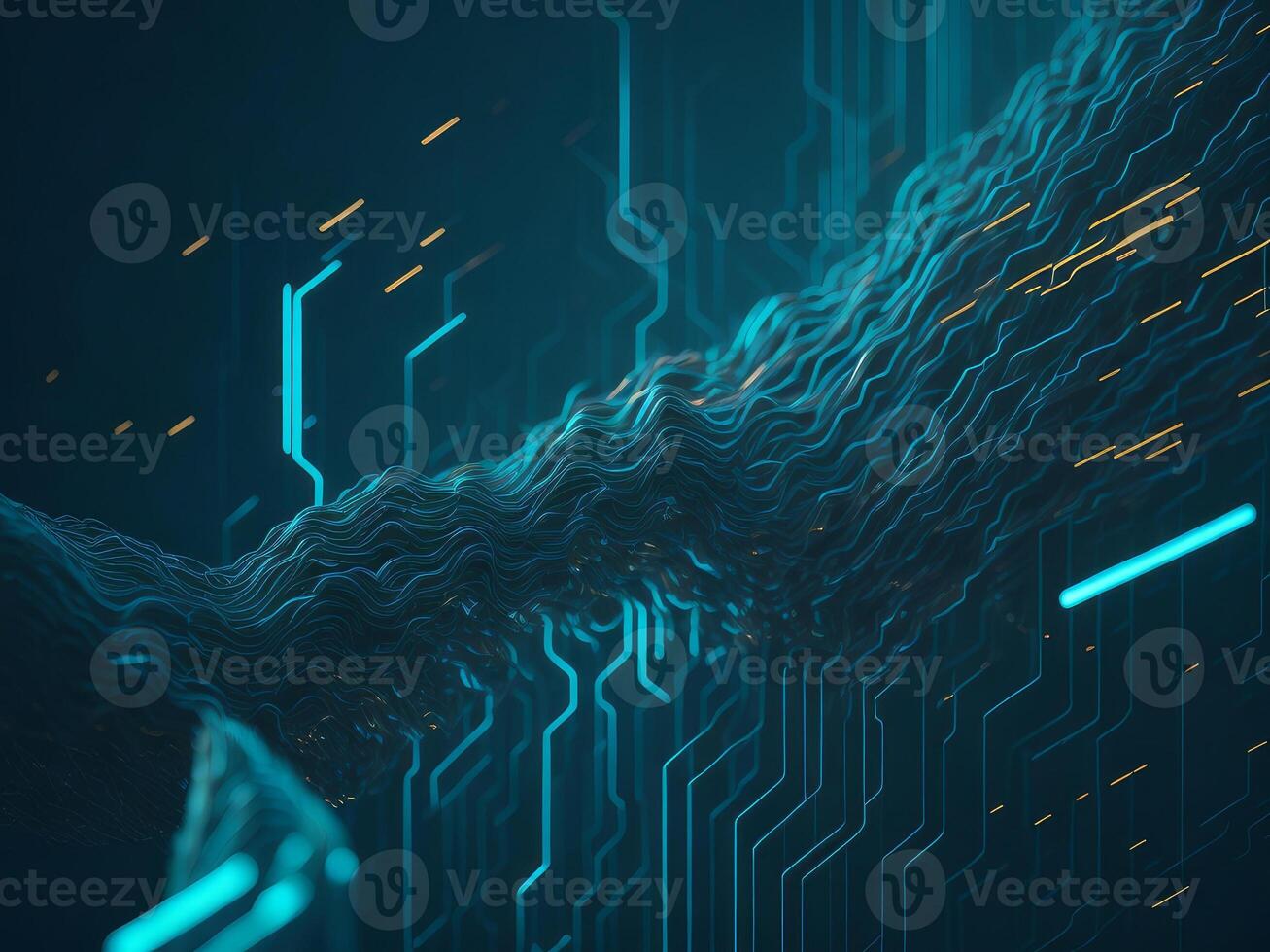 Flow of data network digital blue abstract background. photo