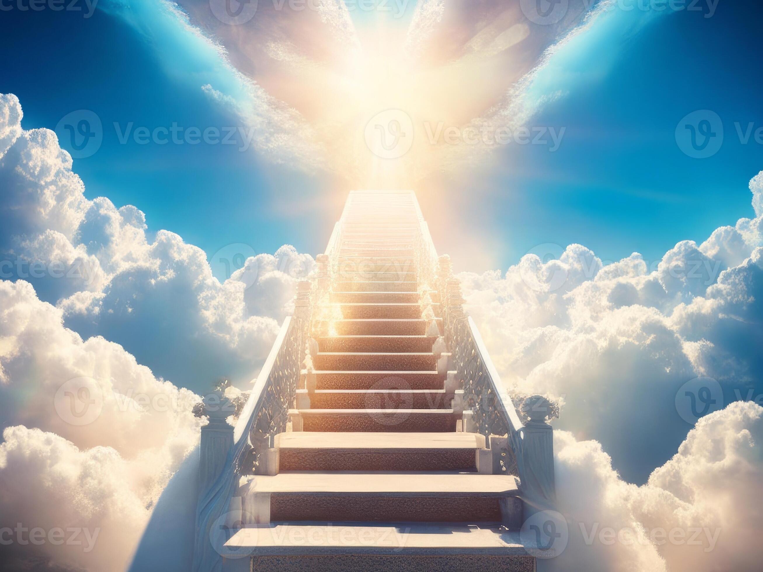 stairs to heaven, bright light from heaven, stairway leading up to