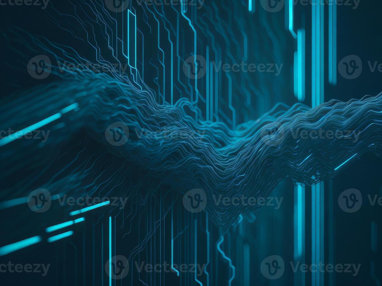 Flow of data network digital blue abstract background. photo